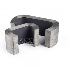 FANXI Custom Wooden Inside For Long Necklace And Bracelet Display Metallic Gray Grass Jewelry Display Organizer