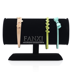 FANXI Factory Custom MDF Wood Outside Grey Black Velvet Headband Display Holder