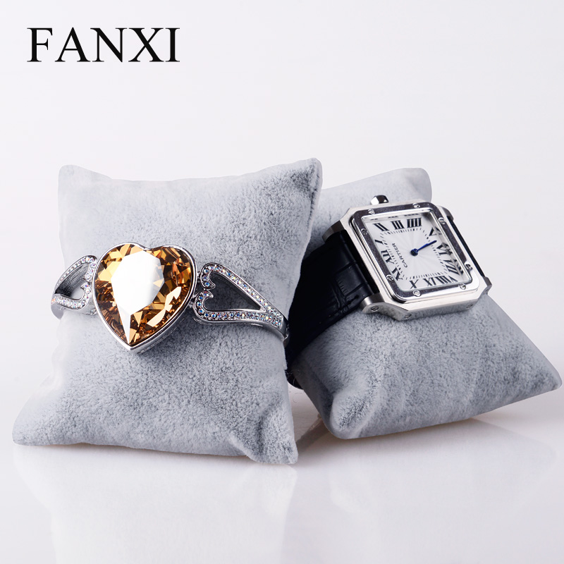 FANXI Factory Wholesale Bangle Bracelet Jewelry Display Holder Soft Pillow Grey Ice Velvet Watch Display