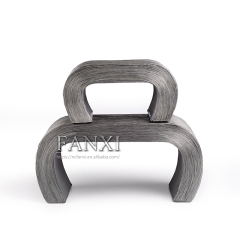 FANXI Custom Wooden Inside For Long Necklace And Bracelet Display Metallic Gray Grass Jewelry Display Organizer