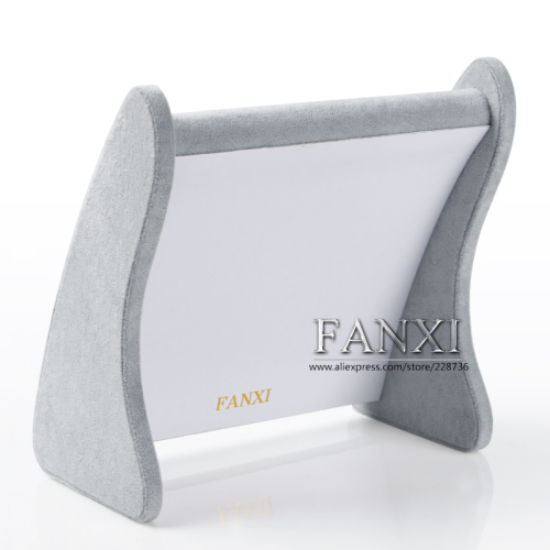 FANXI China Manufacturer Custom Bevel Design Silver Gray Color Ring/Earring Stand Display For Cabinet Jewelry Display Showcase