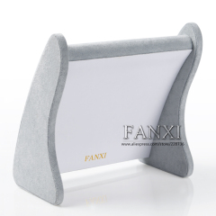 FANXI China Manufacturer Custom Bevel Design Silver Gray Color Ring/Earring Stand Display For Cabinet Jewelry Display Showcase