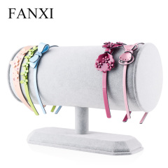 FANXI Factory Custom MDF Wood Outside Grey Black Velvet Headband Display Holder