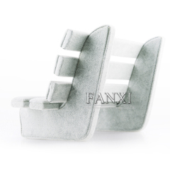 FANXI China Supplier Exquisite Gray Velvet Park Chair Jewellery Display Stand For Boutique Showcase Jewellery Display Cabinet