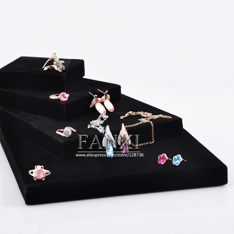 FANXI Custom Size Jewelry Exhibitor Organizer Gray Black Brown Ice Velvet Jewelry Display Riser