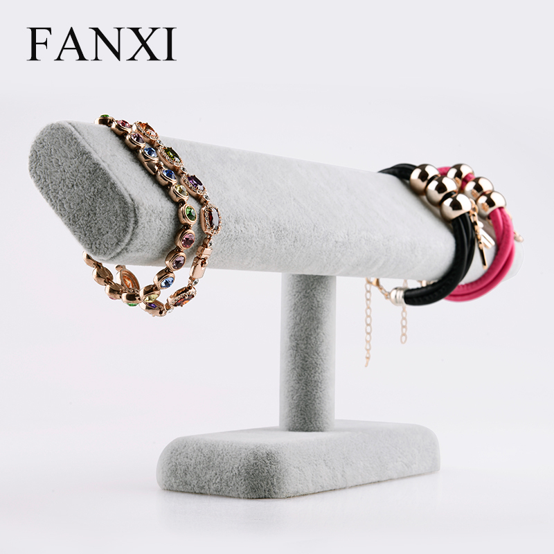 FANXI Wholesale Silver Gray T Bar Watch Bangle Bracelet Display Jewelry Display Stand