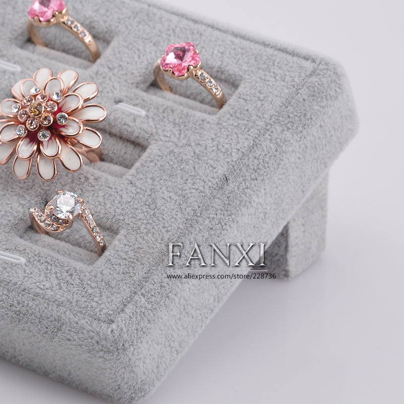 FANXI Accept Custom Functional Countertop Organizer High End Velvet Ring Display Stand