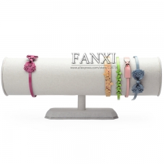 FANXI Wood T Bar Display Holder For Boutiques Beige Linen Headband Display