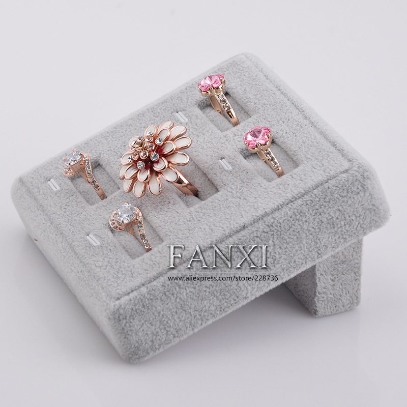 FANXI Accept Custom Functional Countertop Organizer High End Velvet Ring Display Stand