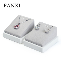 FANXI White Lacquer Jewellery Rack With Gray Velvet For Pendant Necklace Solid Wood Necklace Jewelry Holder