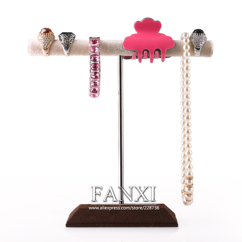 FANXI Factory Custom Color Made By Metal Wood Velvet Hairpin Bobby Pin Hair Band T Shape Display Stand