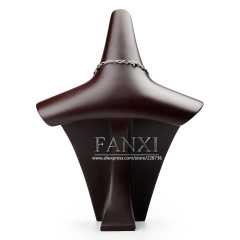 FANXI Chinese Supplier Custom Luxury Upmarket Necklace Stand Bust Coffee Lacquered Mannequin Resin Jewelry Display