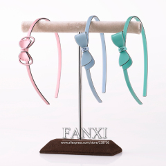 FANXI Factory Custom Color Made By Metal Wood Velvet Hairpin Bobby Pin Hair Band T Shape Display Stand