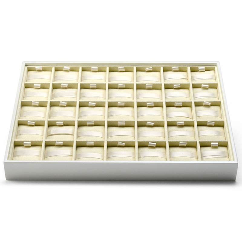 FANXI Custom Logo Luxury white lacquer jewellery trays with beige microfiber insert for Charms Bracelet and Beads Display Tray