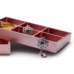 FANXI Custom Luxury Jewellery Display Holder Empty and six Grids Service Organizer Rose Gold Metal Jewelry Tray