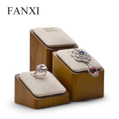 FANXI factory wholesale custom logo wood finger ring stand earring holder