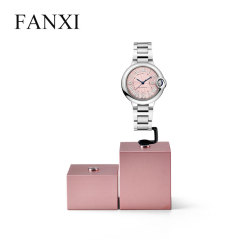 FANXI China Custom logo retail watch display rose gold metal stand display watch with black C-ring watch stand display