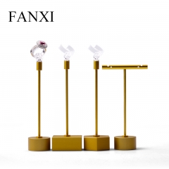 FANXI Custom Luxury round and hexagon jewelry display stand for finger ring organizer gold and silver Metal ring holder