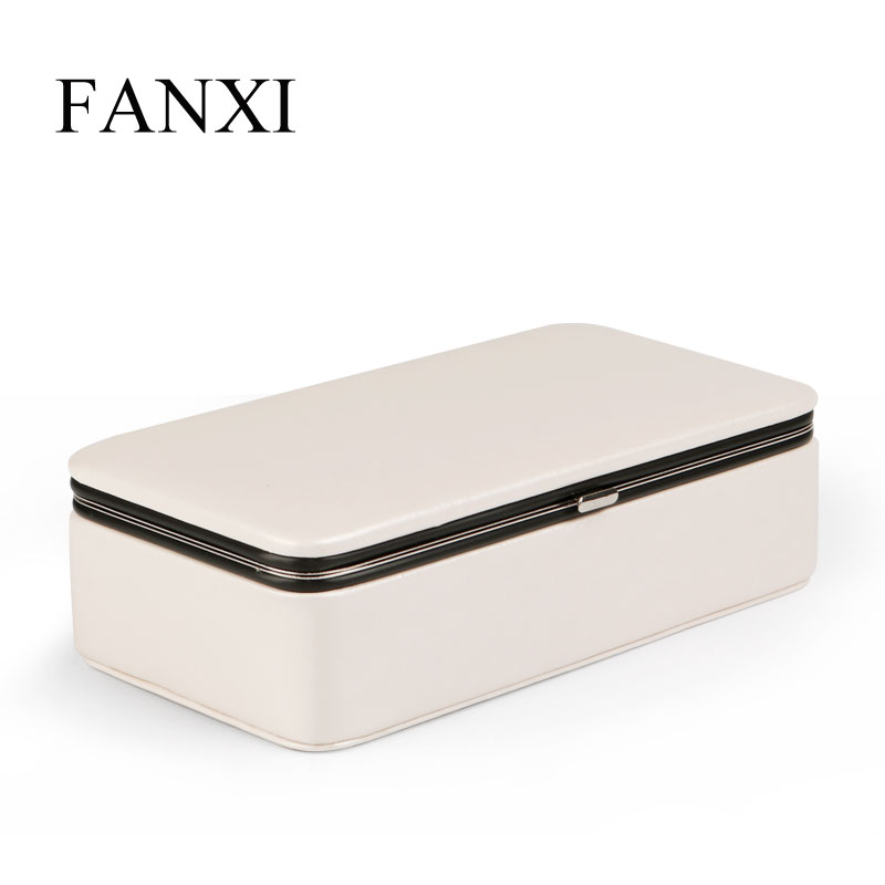 FANXI factory wholesale custom black Jewelry Box Girls lockable Jewelry Organizer Mini Travel Case with Mirror