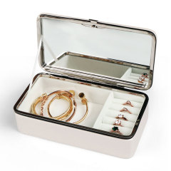 FANXI factory wholesale custom black Jewelry Box Girls lockable Jewelry Organizer Mini Travel Case with Mirror