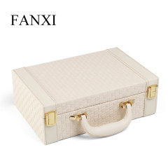 FANXI factory wholesale custom Faux Leather Medium Jewelry Organizer box Vintage Gift Mini Travel Case