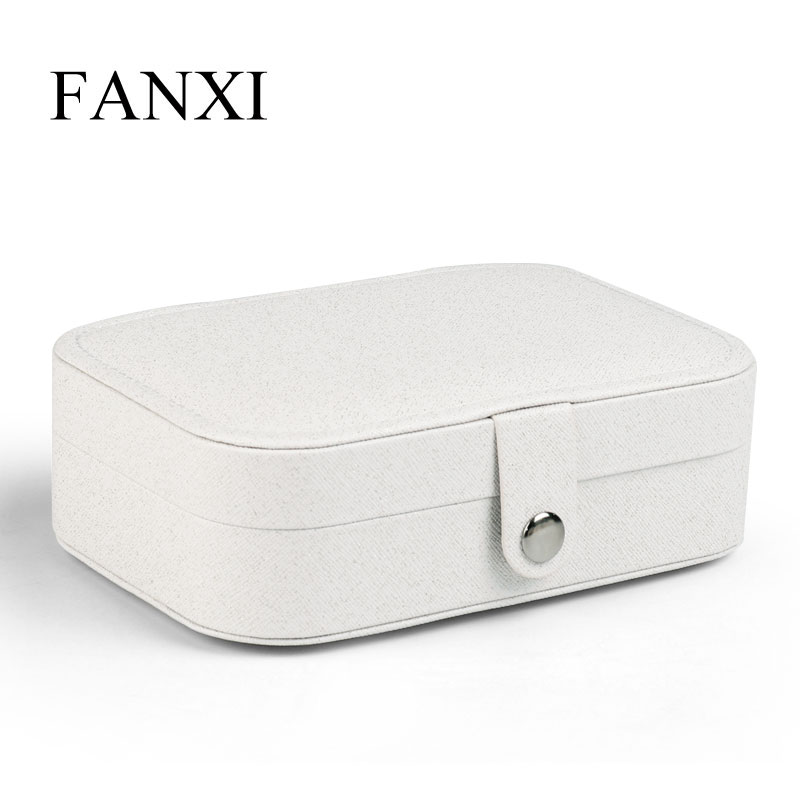FANXI factory wholesale custom Small Faux Leather Travel Jewelry Organizer box display Storage case for ring earring necklace
