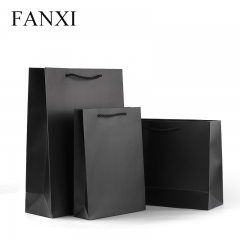 FANXI factory wholesale custom famous brand black paper bag with logo printed