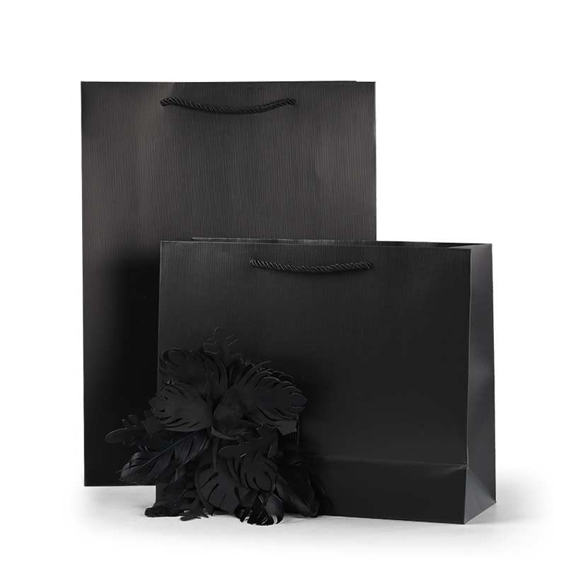 FANXI factory wholesale custom famous brand black paper bag with logo printed