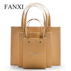 FANXI factory custom cheap kraft handle paper bag with logo print