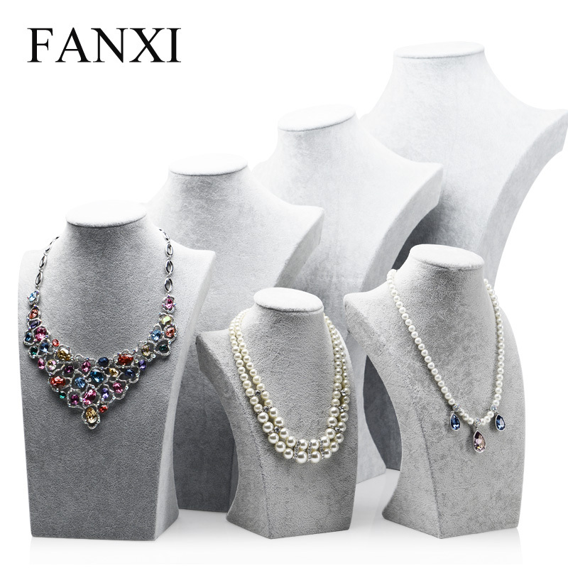 FANXI factory custom logo velvet jewelry bust necklace display stand