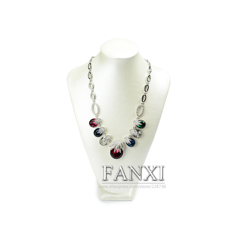 FANXI factory custom logo jewelry leather necklace display stand bust