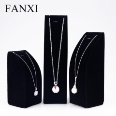 FANXI factory custom logo black velvet necklace display stand