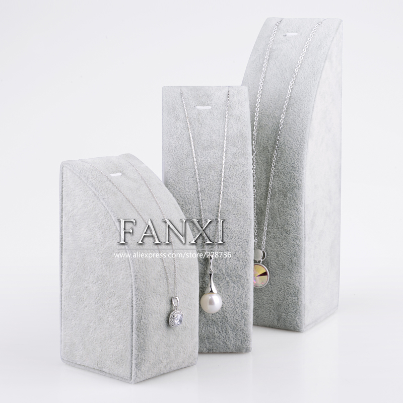 FANXI factory custom logo black velvet necklace display stand