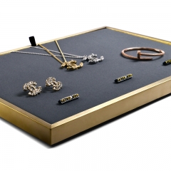 gold jewelry necklace display tray