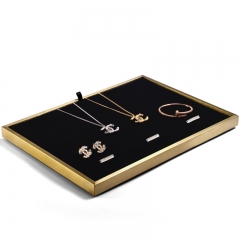 gold jewelry necklace display tray