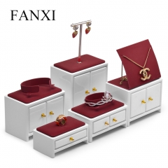 Luxury white jewelry display stand set for ring earring pendant bangle bracelet necklace