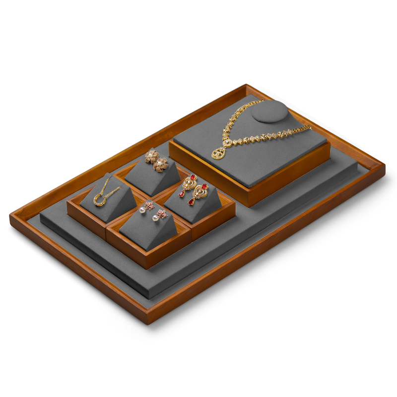 Luxury wooden jewellery window display stand set