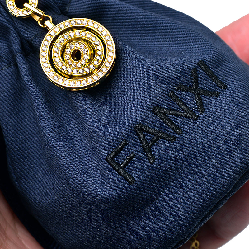 Navy blue drawstring jewellery pouch bag