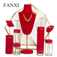 luxury metal red jewellery window display stand set