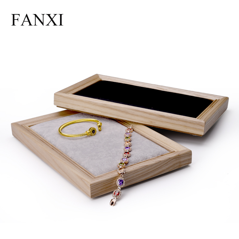 wooden stackable jewellery display tray