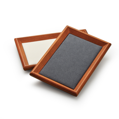 Stackable wooden jewellery display tray with microfiber