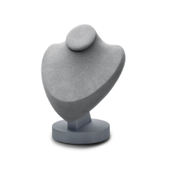 Gray leather microfiber necklace display stand bust