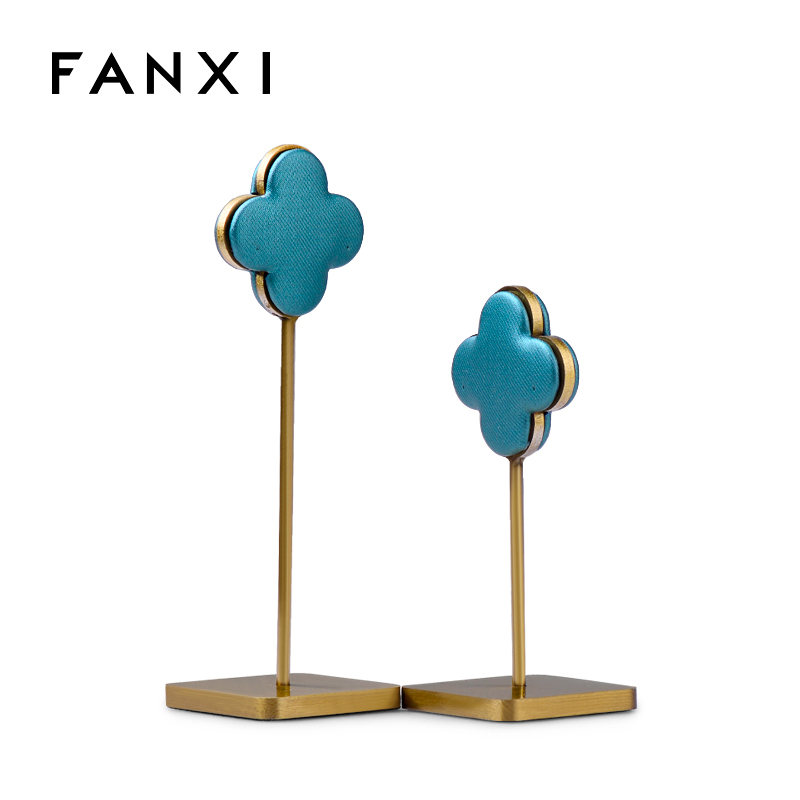Luxurious metal frame peacock blue earring jewelry display hanger stand organizer