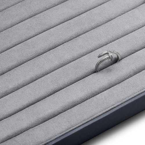 Leather jewellery packaging box with gray microfiber inside for ring pearl necklace