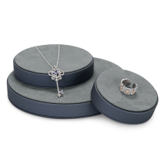 Gray leather microfiber jewelry display tray for ring earring pendant bangle bracelet necklace
