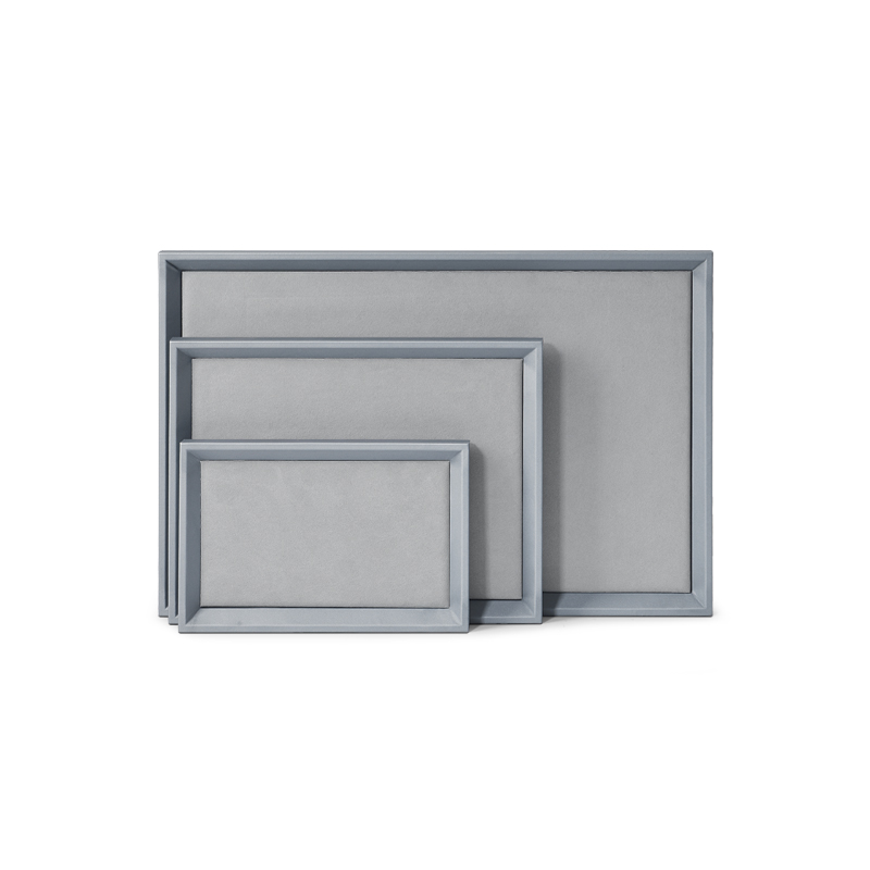 Gray leather microfiber jewellery display tray