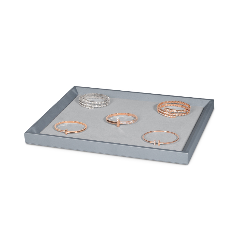 Gray leather microfiber jewellery display tray