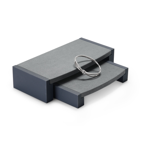 Gray leather microfiber jewelry display stand exhibitor