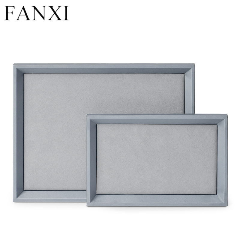Gray leather microfiber jewellery display tray