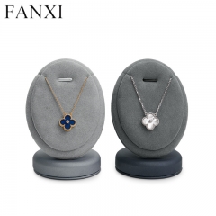 Grey leather jewelry display stand holder for pendant neckla...